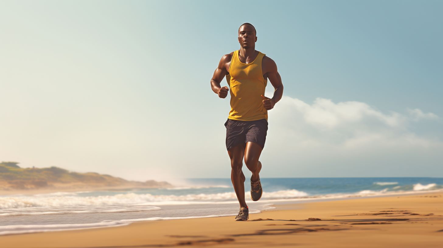 image_of_a_Tanzanian_black_man_jogging_on_the_beach